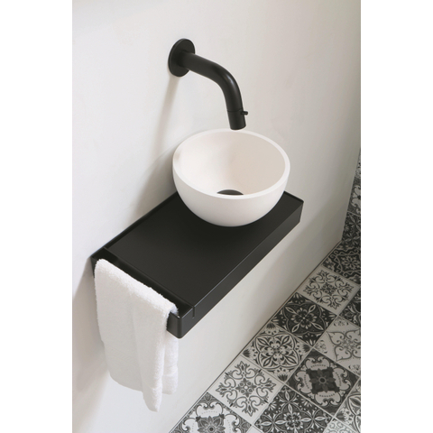 Ink Jazz XS toiletmeubel frame mat zwart plateau mat zwart waskom rechts polystone 20cm mat wit SW541204