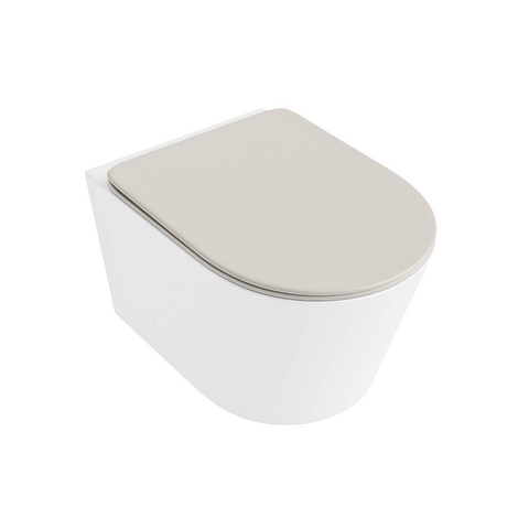 Mondiaz LAVIE hangtoilet – spoelrandloos – 36 x 53 cm – met softclose zitting – Talc (wit), zitting Linen (offwhite) SW1208788