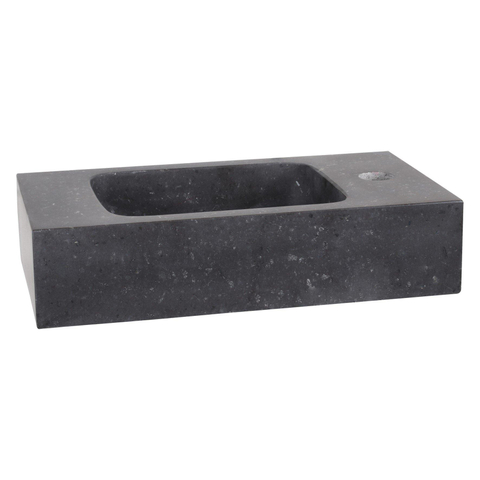 Differnz Force fonteinset - 40x22x9cm - Rechthoek - 1 kraangat - Recht matte goude kraan - met zwart frame - Natuursteen Zwart SHOWROOMMODEL SHOW26850