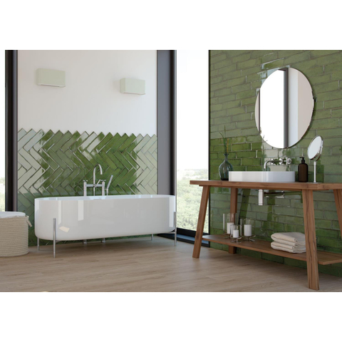 ÉCHANTILLON Terravito Dalmira carreau mural - 7,5x30cm - 8,6mm - Rectangle - Vert brillant SW736434