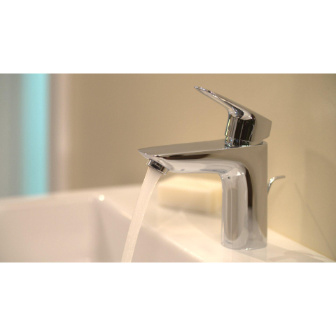 Hansgrohe Logis 1 greeps wastafelkraan - 100 met trekwaste - hoogglans chroom 0605647