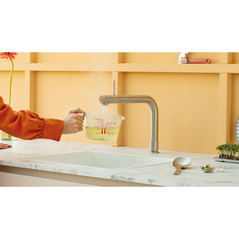 Quooker BE Front kokendwaterkraan - draaibare uitloop - Combi+ incl. Cube reservoir - Warm / kokend / bruisend / gefilterd water - RVS SW804577