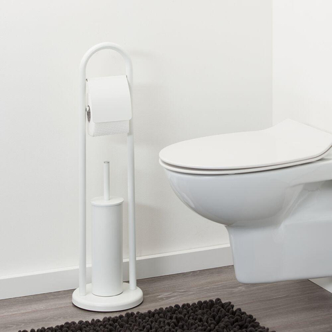 Sealskin Acero Butler de toilette - Porte-rouleau de papier toilette - Brosse de toilette avec support - autoportant Blanc SW207221