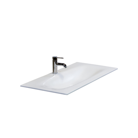 H&R Badmeubelen Picasso Keramische wastafel 101x46x1.2cm met 1 kraangat wit mat SW533040