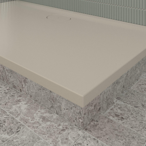 Villeroy & Boch Ecora douchebak - 140x80x3.5cm - afvoer lange zijde - almond (beige) SW1558943