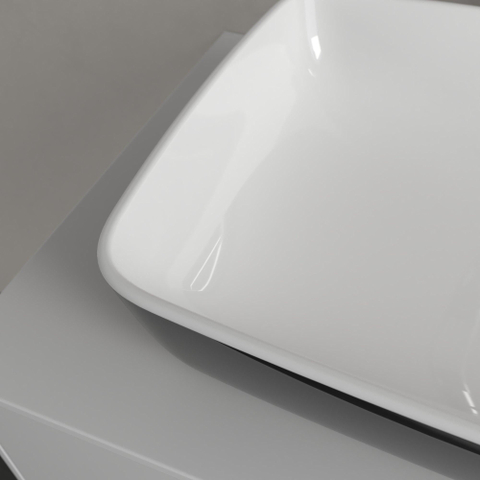 Villeroy & Boch Artis opzetwastafel rechthoekig - 58x38x12.5cm - zonder kraangat - zonder overloop - Coal Black (glans zwart) SW68847