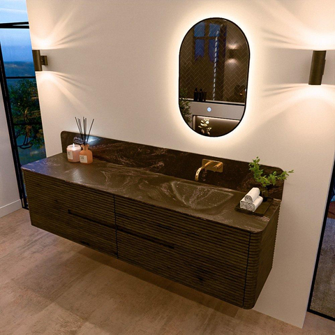 Mondiaz CIRO-DLUX Badkamermeubelset - 190x45x50cm - Solid surface wastafel Lava - 1 wasbak Rechts - zonder kraangaten - 4 lades - Shadow SW1532503