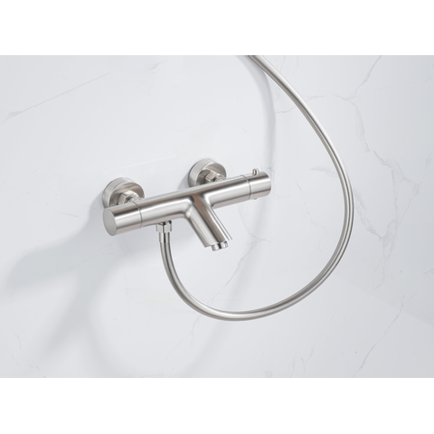 Fortifura Calvi thermostatische badkraan - PVD - geborsteld RVS SW720222
