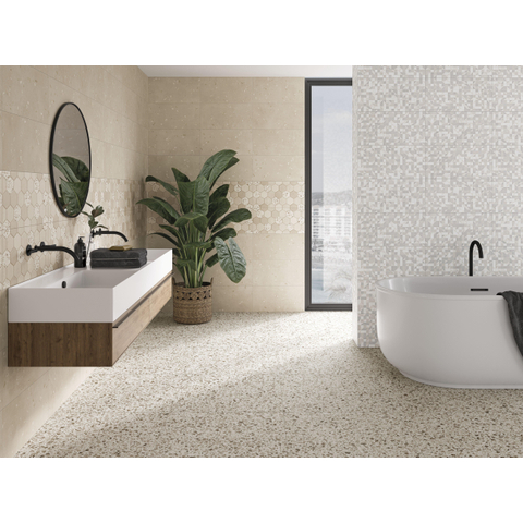 Terravito Belmiro wand- en vloertegel - 59.5x59.5cm - 9.5mm - Vierkant - gerectificeerd - Terrazzo - mat beige - Confetti warm SW1595595