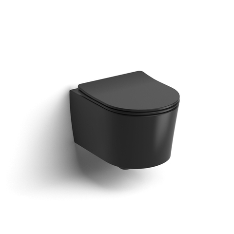 Clou InBe WC suspendu – compact – sans bride – 36,5 x 48 cm – avec abattant softclose – noir mat SW993248