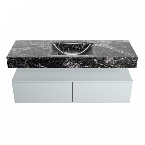 Mondiaz ALAN-DLUX Ensemble de meuble - 130cm - meuble Clay mat - 2 tiroirs - Lavabo Cloud Lava suspendu - vasque Centre - 0 trous de robinet SW808713