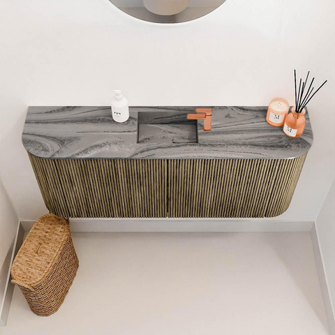 Mondiaz JOYA-DLUX 103.2cm toiletmeubel - ronding links en rechts kleur Dusk - Wastafel FAYE positie Midden 1 kraangat kleur Sombra. SW1426186