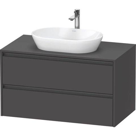Duravit Ketho.2 Wastafelonderbouwkast - inclusief consoleplaat - met 2 laden - 100x55x56.8cm - met handgrepen antraciet - grafiet mat SW772978