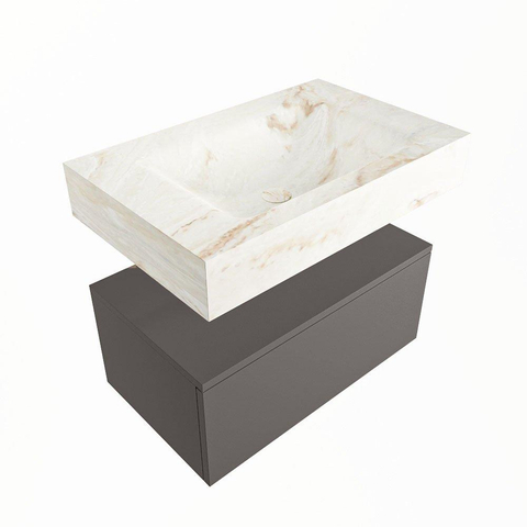 MONDIAZ ALAN - DLUX Badkamermeubelset - 70cm - onderkast - Dark grey - 1 lade - vrijhangende wastafel - wasbak midden - 1 kraangat - Frappe SW804729