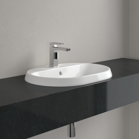 Villeroy & Boch Architectura inbouwwastafel - 60x45x17cm Ovaal - 1 kraangat - met overloopgat Ceramic - White Alpine (glans wit) SW762350