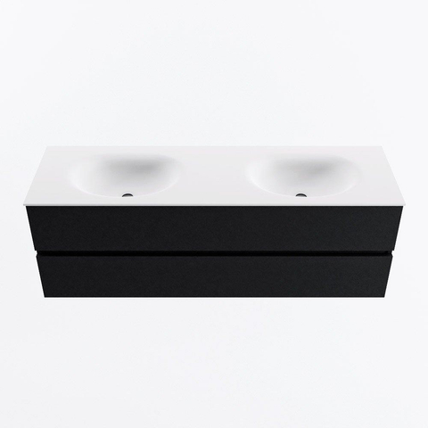 MONDIAZ VICA meuble de salle de bains 150cm sous-ensemble Urban 2 tiroirs. Lavabo MOON double 2 trous de robinet, couleur Talc. SW1381887
