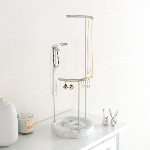Umbra Tesora sieradenhouder 15x42x15cm staal wit/Metallic nikkel SHOWROOMMODEL SHOW24839