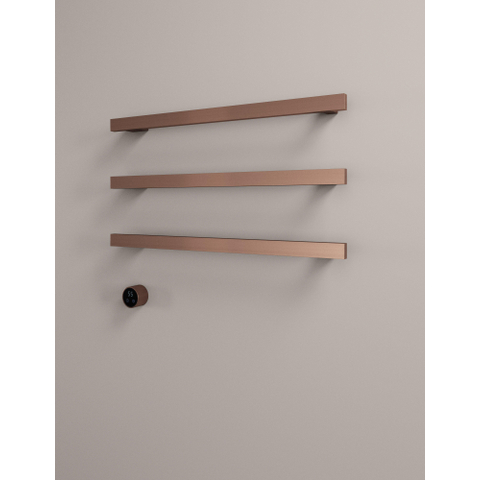 Hotbath &MORE Handdoekradiator - 80x57cm - vierkant - 3 stangen - horizontaal - met schakelaar - PVD - geborsteld koper SW1246148