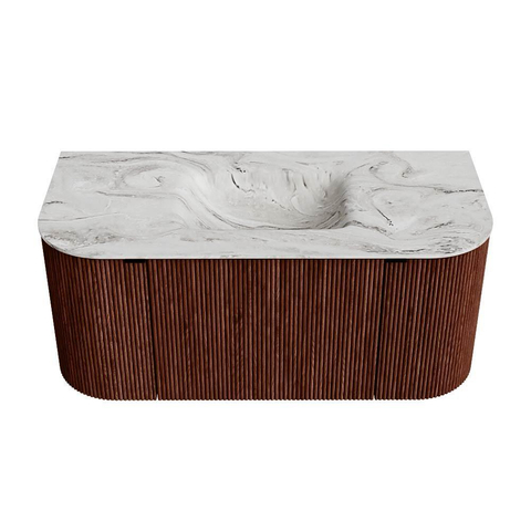 Mondiaz KURVE-DLUX Ensemble meuble de salle de bains - 100x46x40cm - 1 tiroir - 2 portes - vasque solid surface - milieu - 1 trou de robinet - Ruby SW1415776