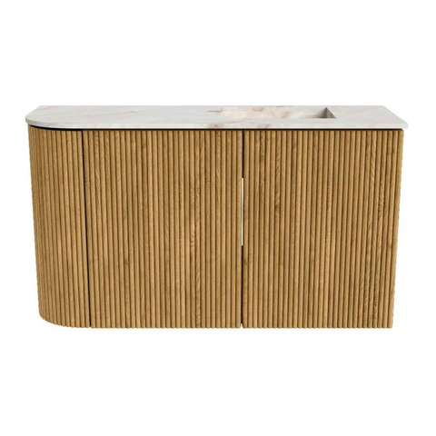 Mondiaz JOYA-DLUX 71.6cm meuble de salle de bains - arrondi gauche couleur Chêne - Vasque FAYE position Droite 1 trou de robinet couleur Frappe. SW1421938