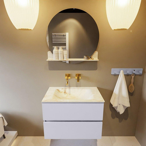 MONDIAZ VICA-DLUX Ensemble meuble de salle de bains - 70cm - meuble bas cale - 2 tiroirs - lavabo encastré cloud central - sans trous de robinet - version haute 60cm - frape SW1089046