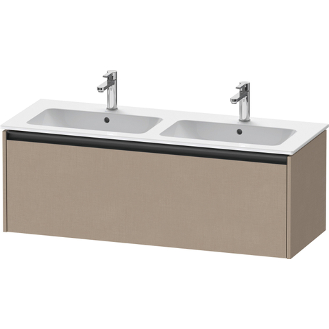 Duravit Ketho 2 wastafelonderbouwkast met 1 lade voor dubbele wastafel 128x48x44cm met greep antraciet Linnen mat SW773054