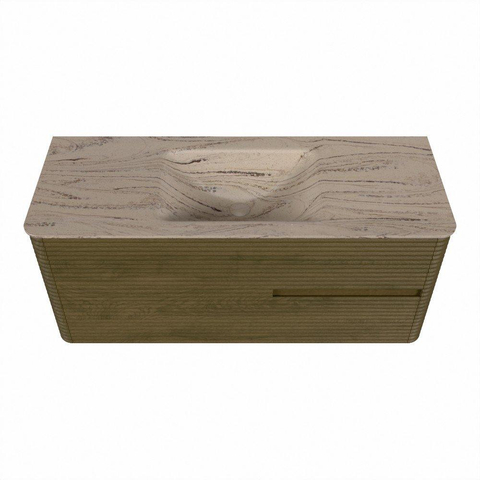 Mondiaz CIRO-DLUX Badkamermeubelset - 120x45x50cm - Solid surface wastafel Arena - 1 wasbak Midden - 1 kraangat - 2 lades - Dusk SW1533109
