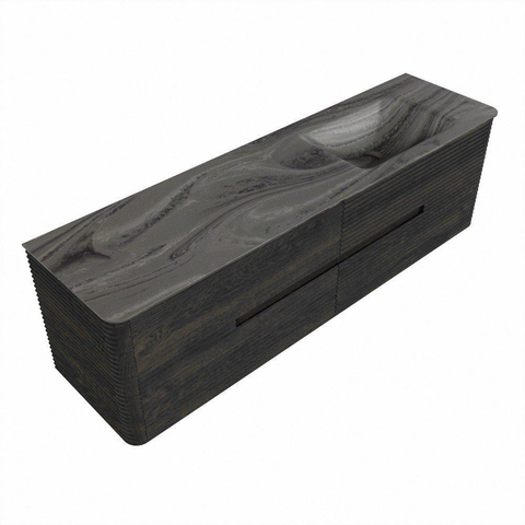 Mondiaz CIRO-DLUX Meuble de salle de bains - 170x45x50cm - Plan vasque Solid surface Sombra - 1 lavabo à droite - sans trous de robinetterie - 4 tiroirs - Shadow SW1532796