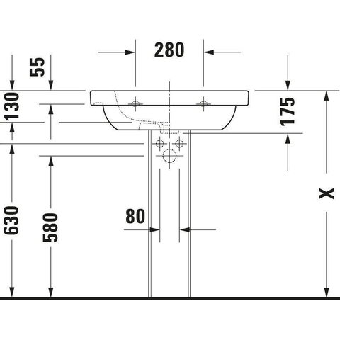 Duravit D-code Wastafel - 65x48cm - met 1 kraangat - met overloop - wit 0295855
