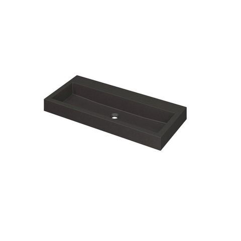 Ink Momento lavabo - 100x45x9cm - simple vasque - sans trou de robinet - quartz noir mat SW68637