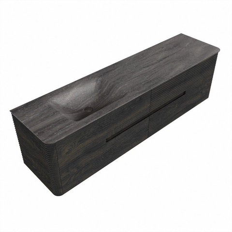 Mondiaz CIRO-DLUX Badkamermeubelset - 180x45x50cm - Solid surface wastafel Oza - 1 wasbak Links - zonder kraangaten - 4 lades - Shadow SW1532671