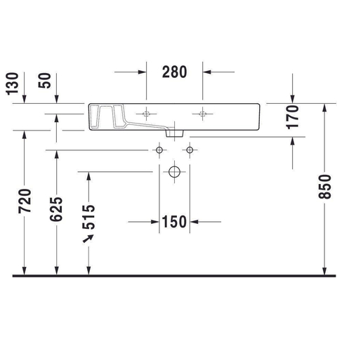 Duravit Vero Meubelwastafel - met kraangat - met overloop - 85x49cm - wit 0291349
