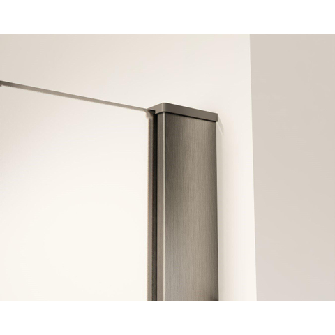 Fortifura Galeria inloopdouche - 70x200cm - mat - glas - wandarm - PVD - geborsteld gunmetal (antraciet) SW876843