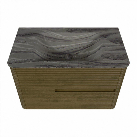 Mondiaz CIRO-DLUX Badkamermeubelset - 80x45x50cm - Solid surface wastafel Sombra - 1 wasbak Midden - 1 kraangat - 2 lades - Dusk SW1533376