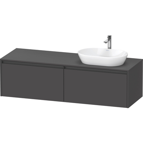 Duravit Ketho.2 Wastafelonderbouwkast - inclusief consoleplaat - met 2 laden - voor waskom rechts - 160x55x45.9cm - met handgrepen antraciet - grafiet mat SW772981