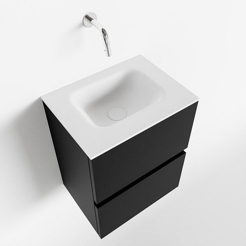 MONDIAZ ADA Toiletmeubel 40x30x50cm met 0 kraangaten 2 lades urban mat Wastafel Lex midden Solid Surface Wit SW472532