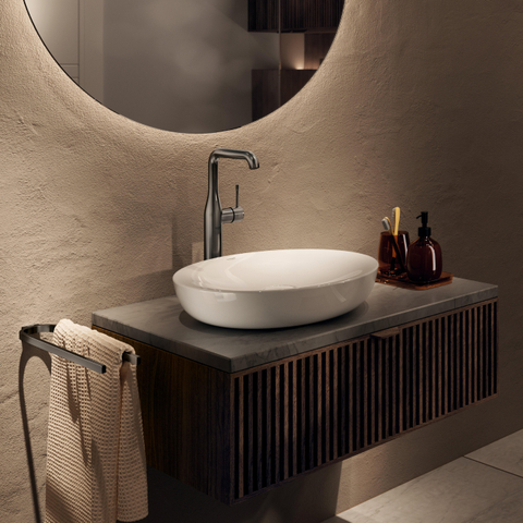 GROHE Essence New Robinet de lavabo Sur pied - bec 17,9 cm - taille XL haut bec pivotant - EcoJoy - graphite brossé foncé SW98761