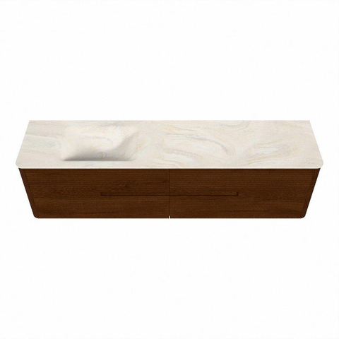 Mondiaz CIRO-DLUX Meuble de salle de bains - 190x45x50cm - Plan-vasque en solid surface Ostra - 1 vasque à gauche - 1 trou de robinetterie - 4 tiroirs - Ruby SW1531867