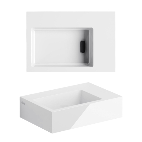 Clou Flush 2 fontein 36x9x24.5cm voorbewerkt kraangat mineraalsteen Wit- licht beschadigd- OUTLETSTORE STORE44678
