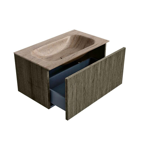MONDIAZ KURVE-DLUX 80cm badmeubel kleur Shadow met 1 lade en 0 deuren. Wastafel BIG SMALL Midden 1 kraangat Saba. SW1433420