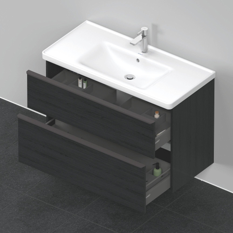 Duravit D-neo Meubelset - met wastafelonderbouwkast - met 2 laden - met softclose - 100x20x48cm - inclusief wastafel - zwart eiken mat SW642217