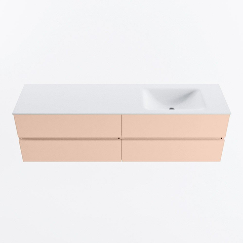 MONDIAZ Vica Ensemble meuble de salle de bains - 170cm - meuble bas rosee - 4 tiroirs - vasque cloud droite - sans trous de robinet - version haute 60cm - talc SW1083395