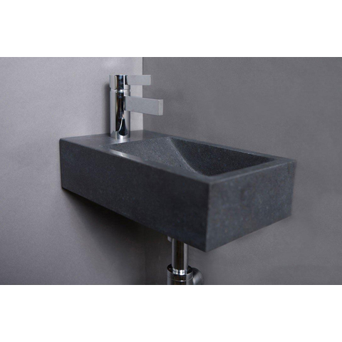 Forzalaqua Venetia fonteinbak 40x22x10cm wasbak Rechts 0 kraangaten Natuursteen Graniet gezoet SW369912