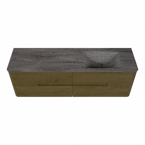 Mondiaz CIRO-DLUX Ensemble de meubles de salle de bains - 160x45x50cm - plan vasque Solid surface Oza - 1 vasque à droite - sans trous de robinet - 4 tiroirs - Dusk SW1533299