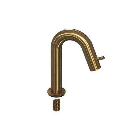 INK Robinet de lavabo - 19,5 cm - sur pied - courbé - laiton brossé or mat SW692925