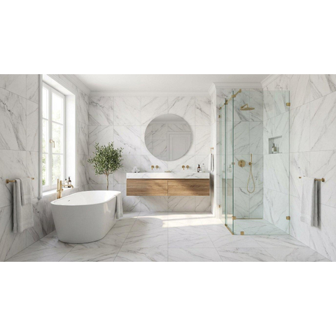 ÉCHANTILLON Terravito Alzino carreau mural et de sol - 60x60cm - 9mm - Carré - Effet marbre - Blanc mat SW1130705