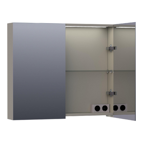 Saniclass Dual Spiegelkast - 80x70x15cm - 2 links- rechtsdraaiende spiegeldeur - MDF - mat taupe SW371763