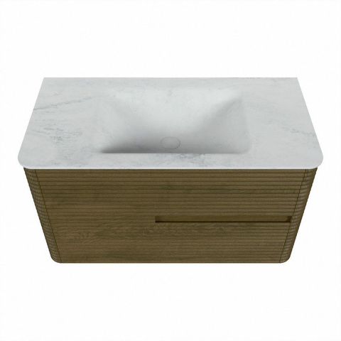 Mondiaz CIRO-DLUX Badkamermeubelset - 90x45x50cm - Solid surface wastafel Opalo - 1 wasbak Midden - zonder kraangaten - 2 lades - Dusk SW1532938