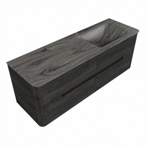 Mondiaz CIRO-DLUX Meuble de salle de bains - 140x45x50cm - plan vasque en solid surface Sombra - 1 lavabo à droite - sans trous de robinet - 4 tiroirs - Shadow SW1532773