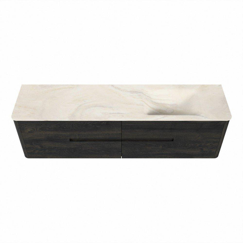 Mondiaz CIRO-DLUX Ensemble de meubles de salle de bains - 180x45x50cm - Plan vasque solid surface Ostra - 1 lavabo à droite - 1 trou de robinet - 4 tiroirs - Shadow SW1532301